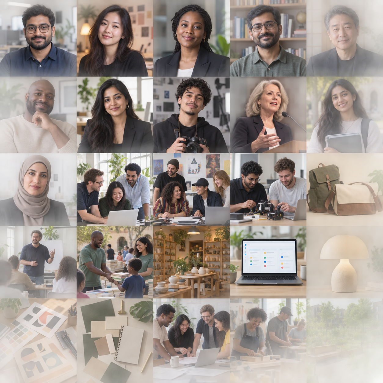 Fictional design company team in a bright office